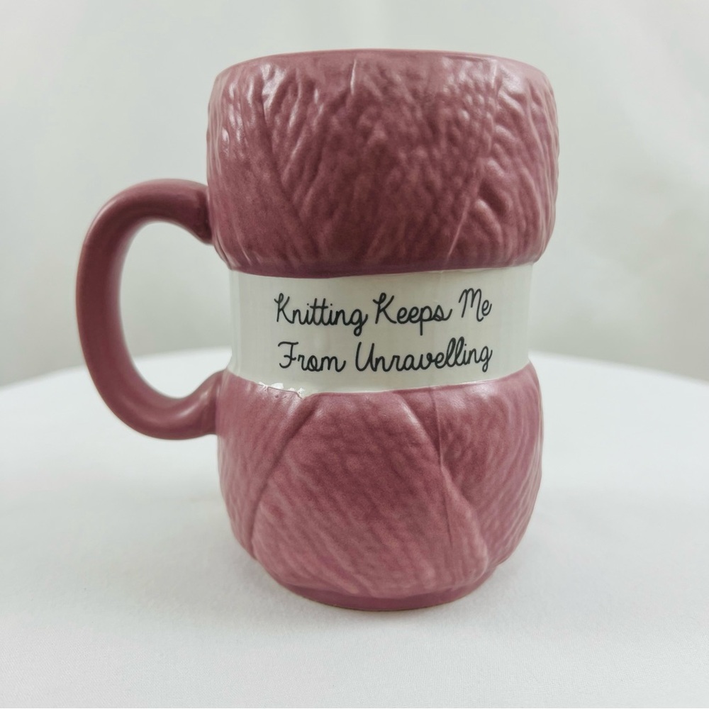 Knitting Keeps Me From Unravelling Purple Yarn Ceramic Mug Boxer Gifts